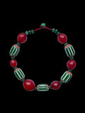 Red and Green Striped Glass Necklace