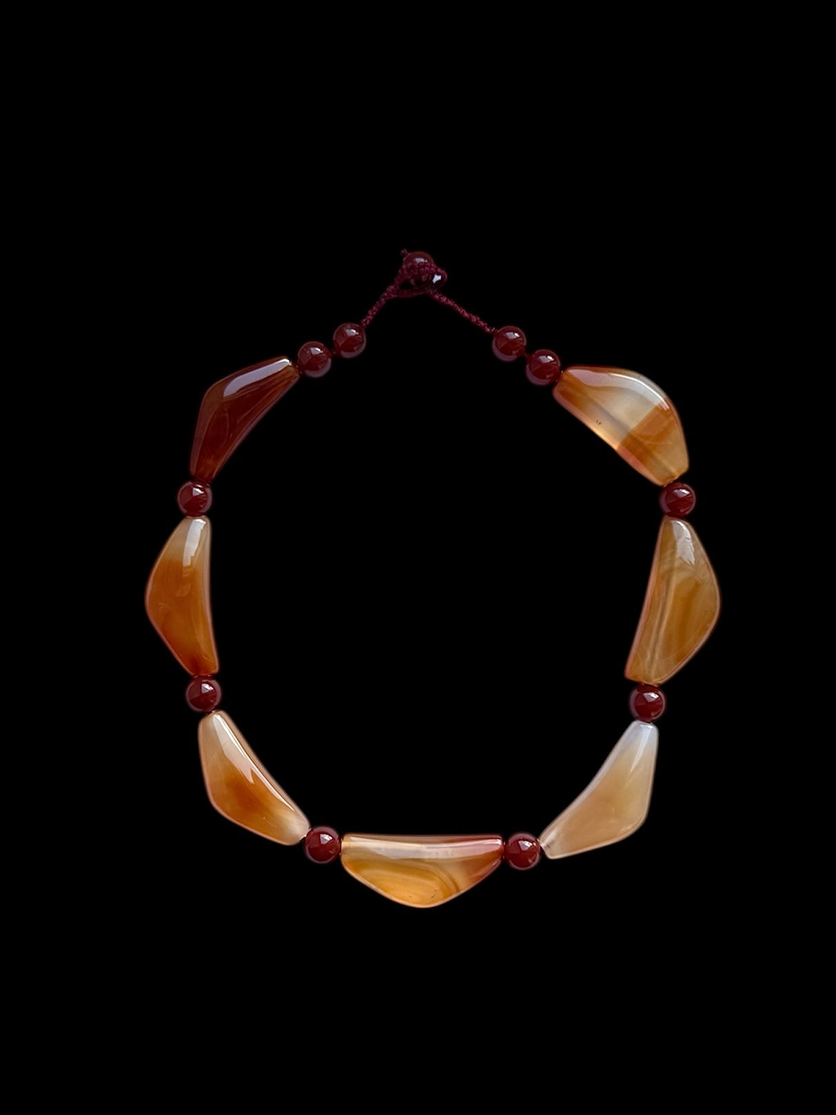 Triangular Red Banded agate necklace