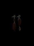 Dark Wooden Teardrop Earrings with Smokey Quartz