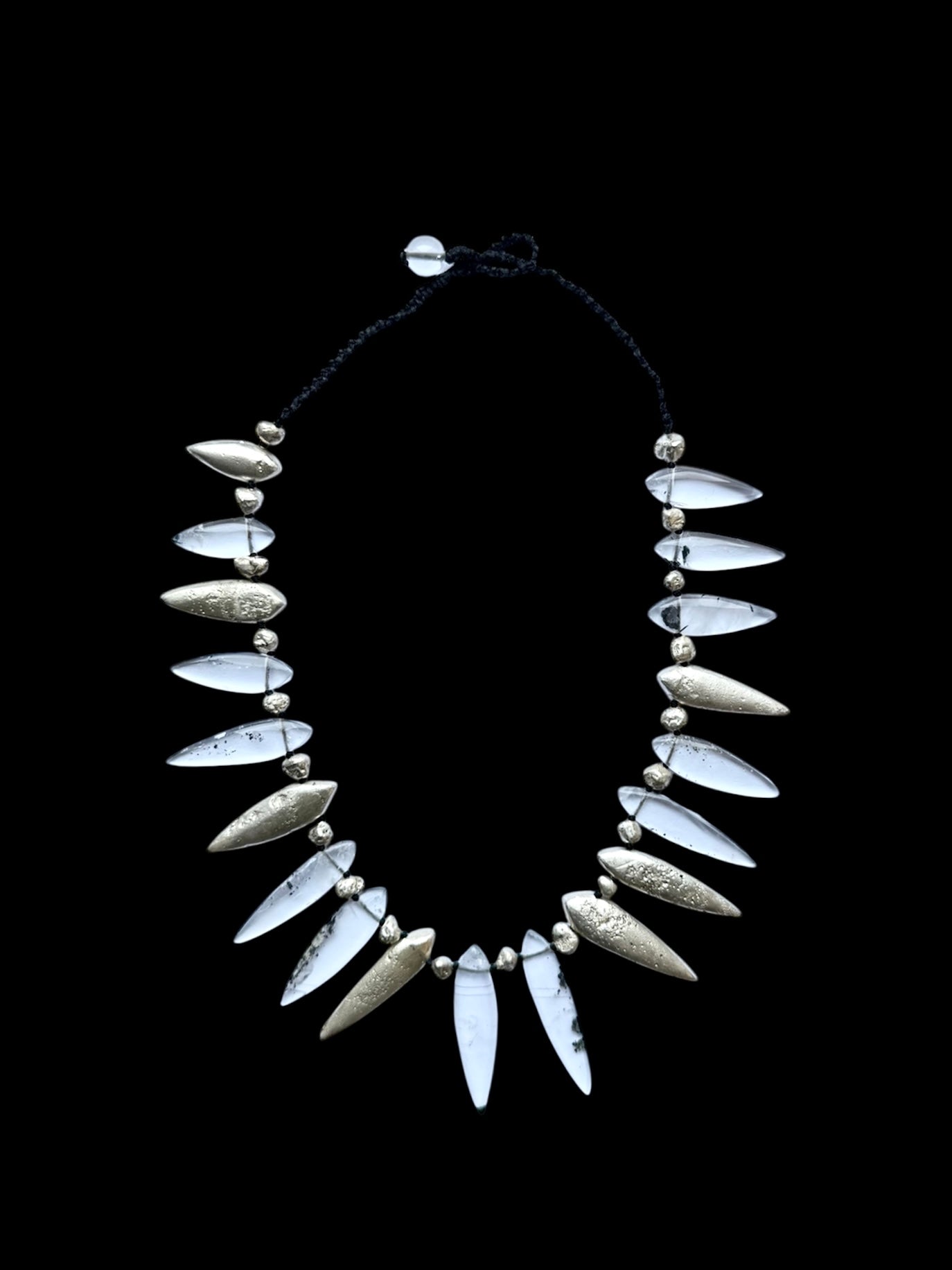 Silver Necklace Cast from the Quartz Teardrop Shards
