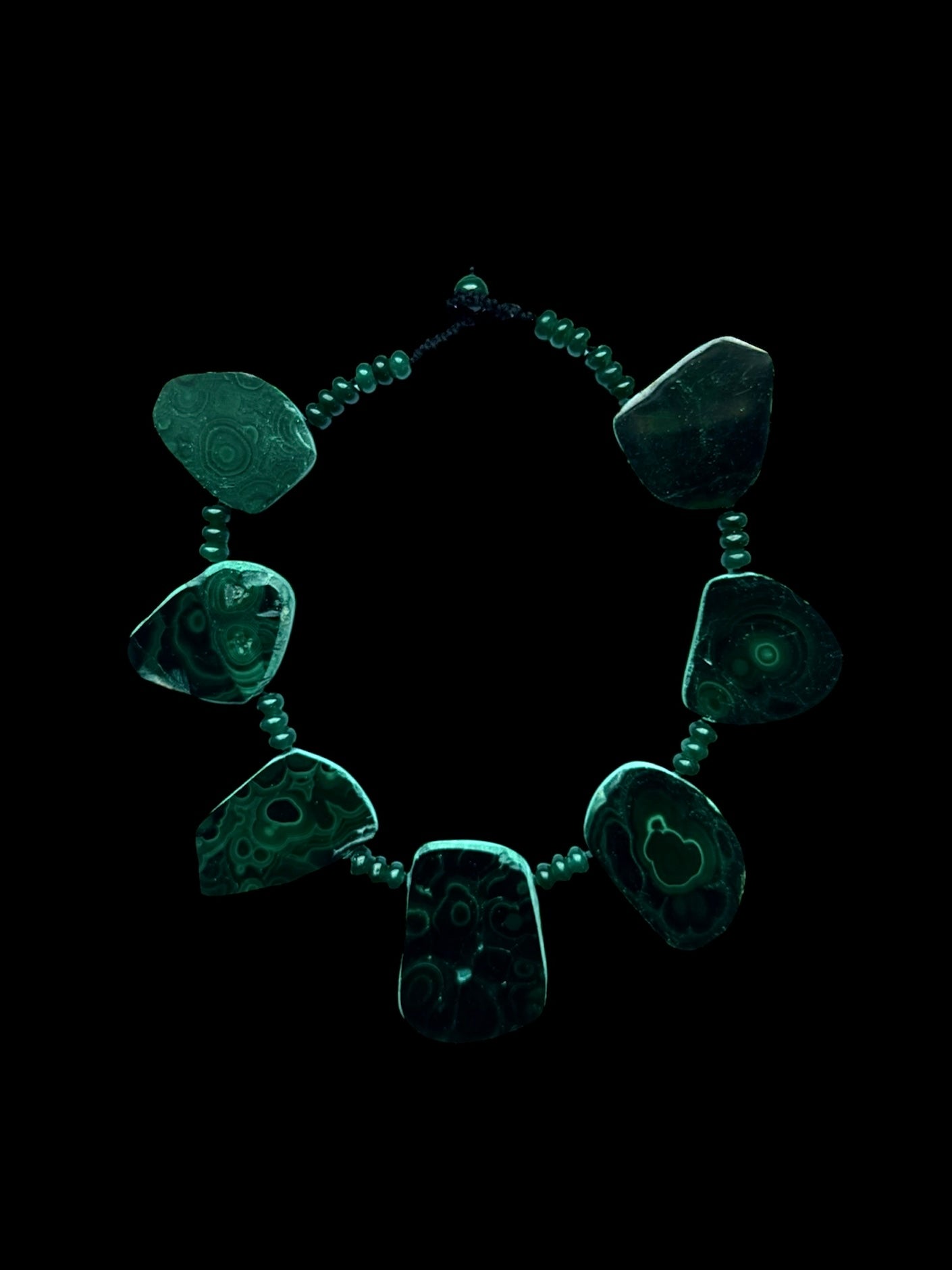 Malachite Slices and Glass Necklace