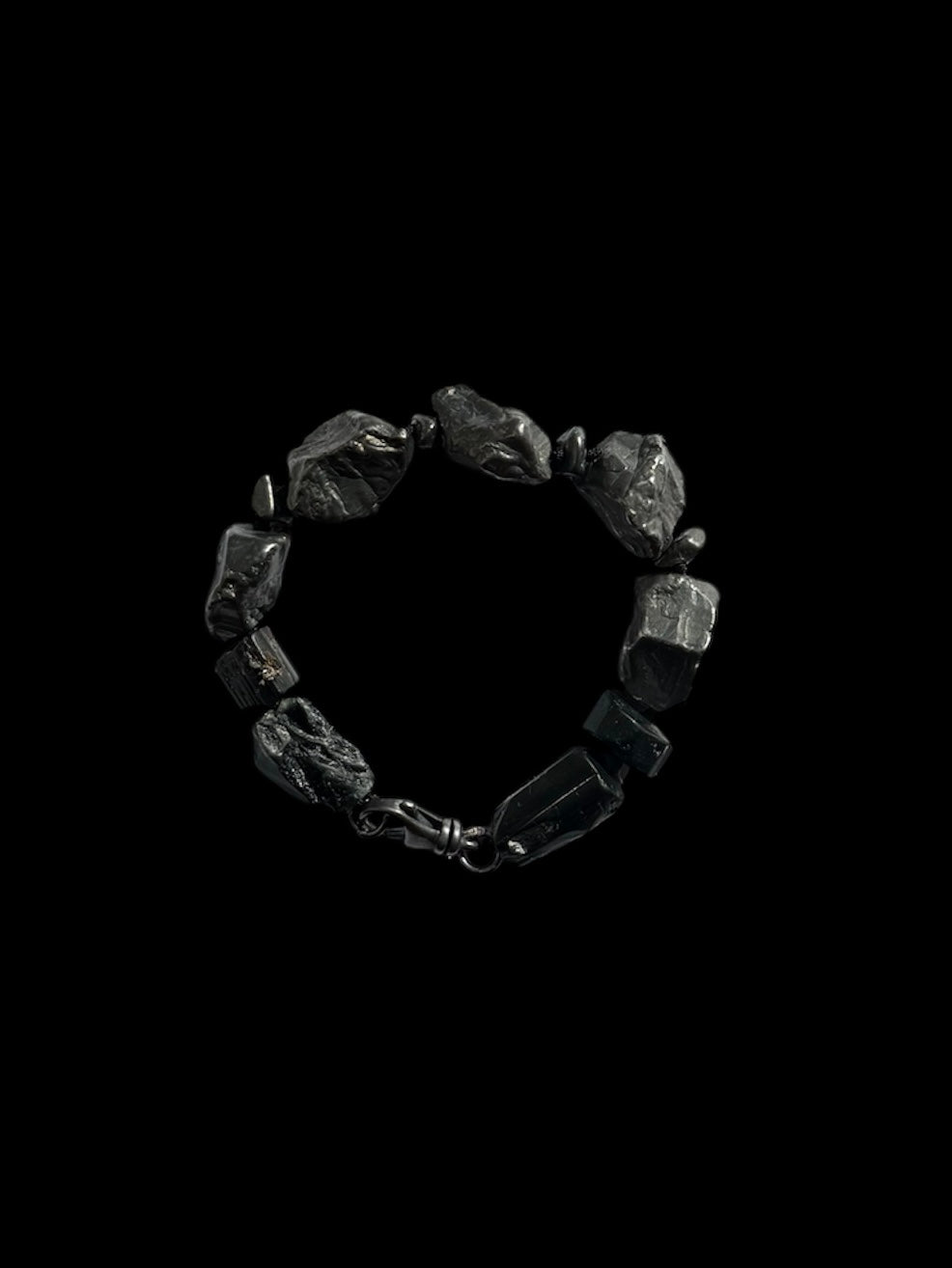 Oxidised silver and black tourmaline bracelet