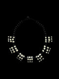 Dotted Wood and Onyx Necklace