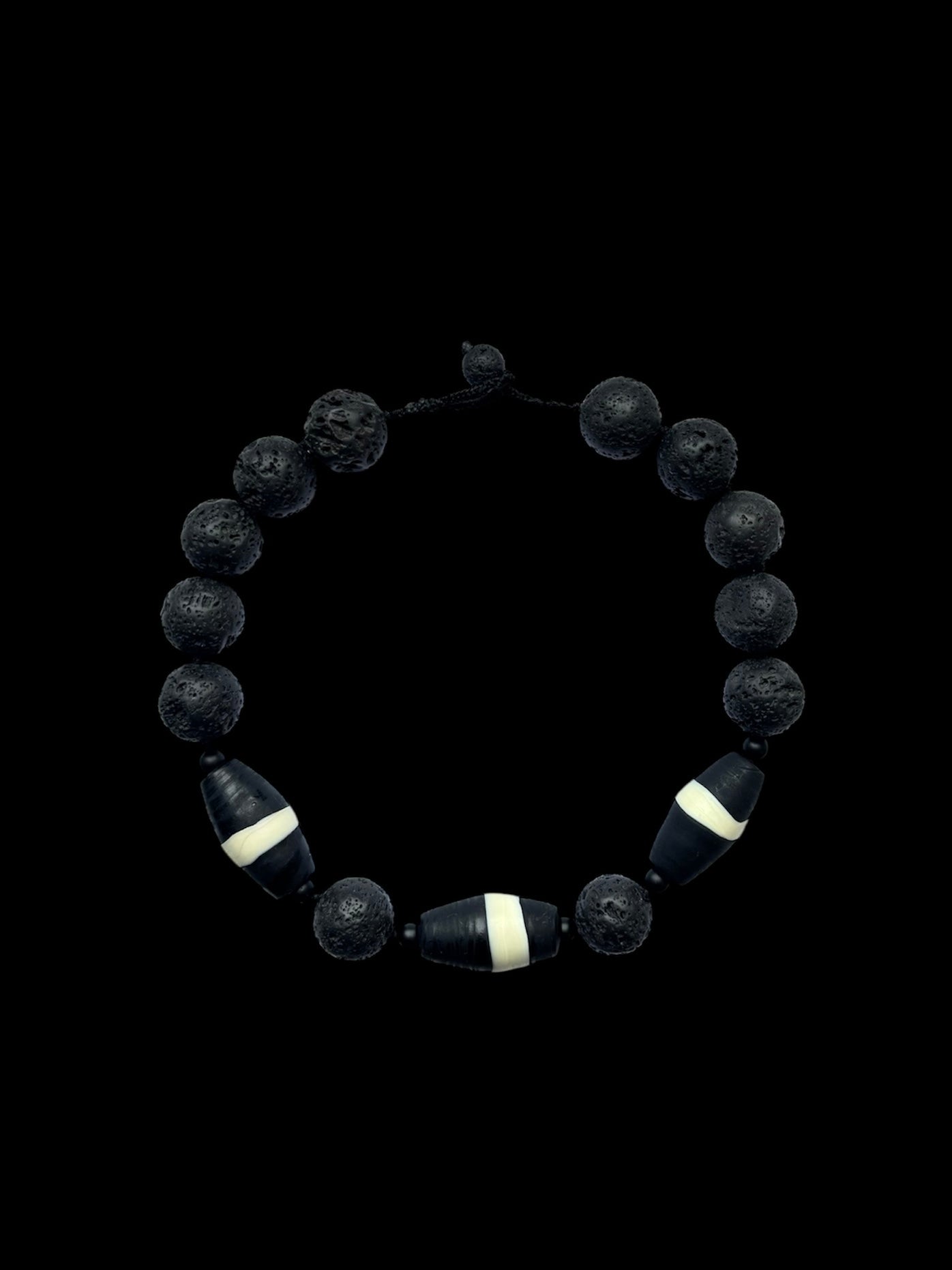 Lava Stone and Glass Bead Necklace