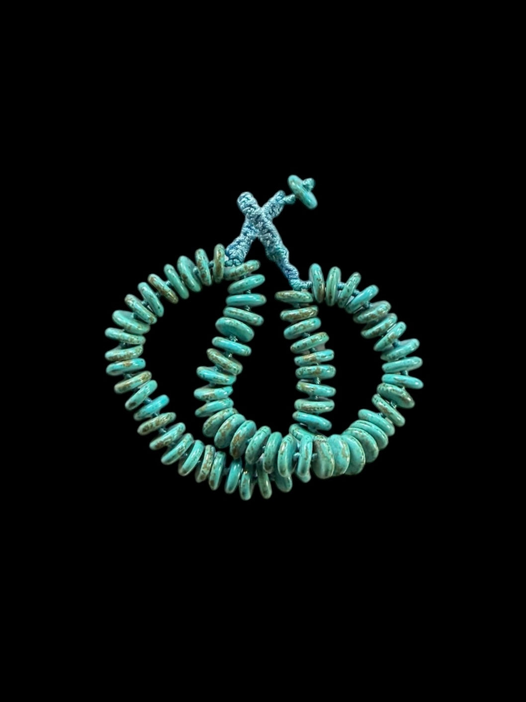 Double strand imitation turquoise disc bracelet