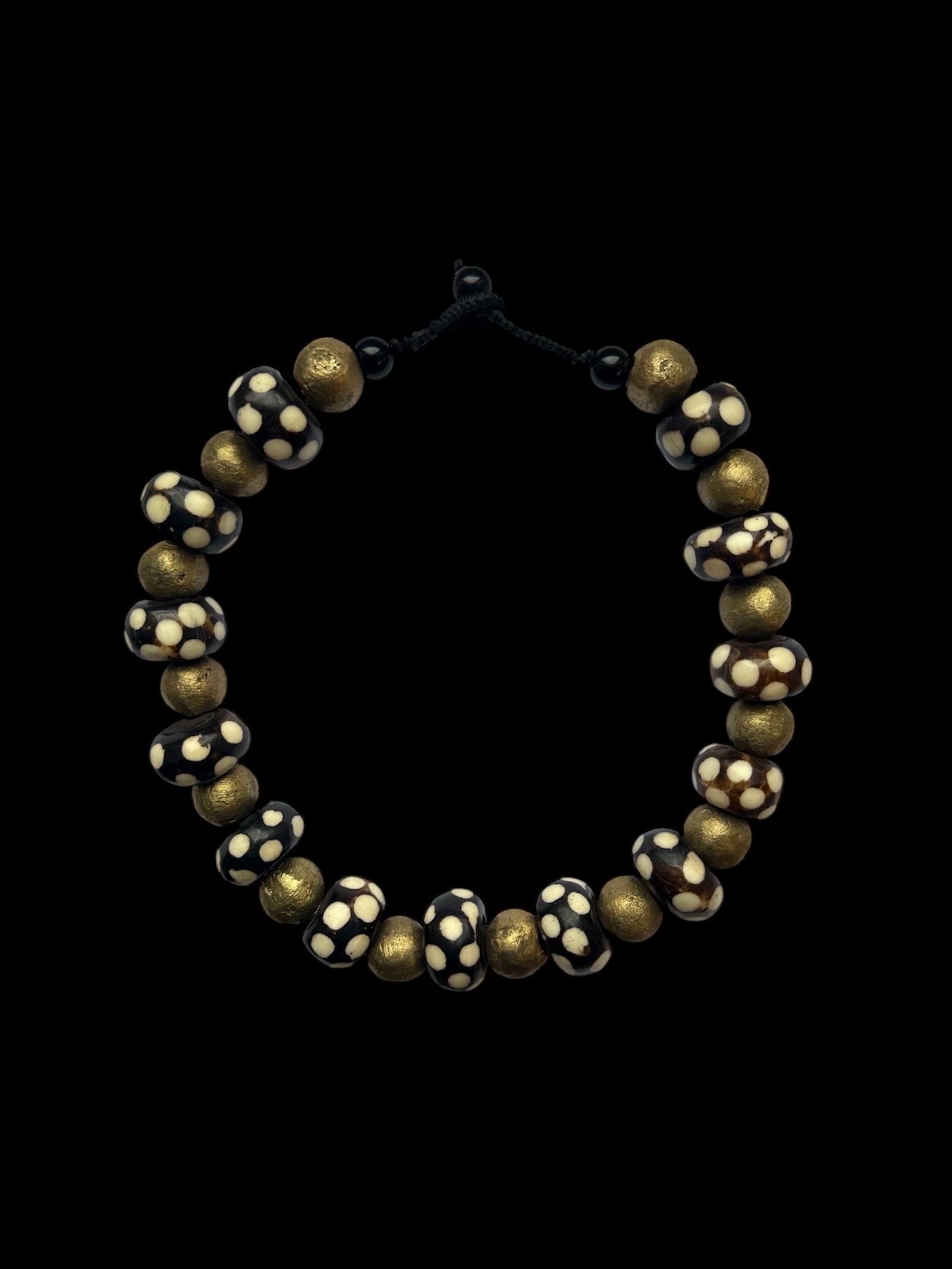 Batik Wood and Brass Necklace