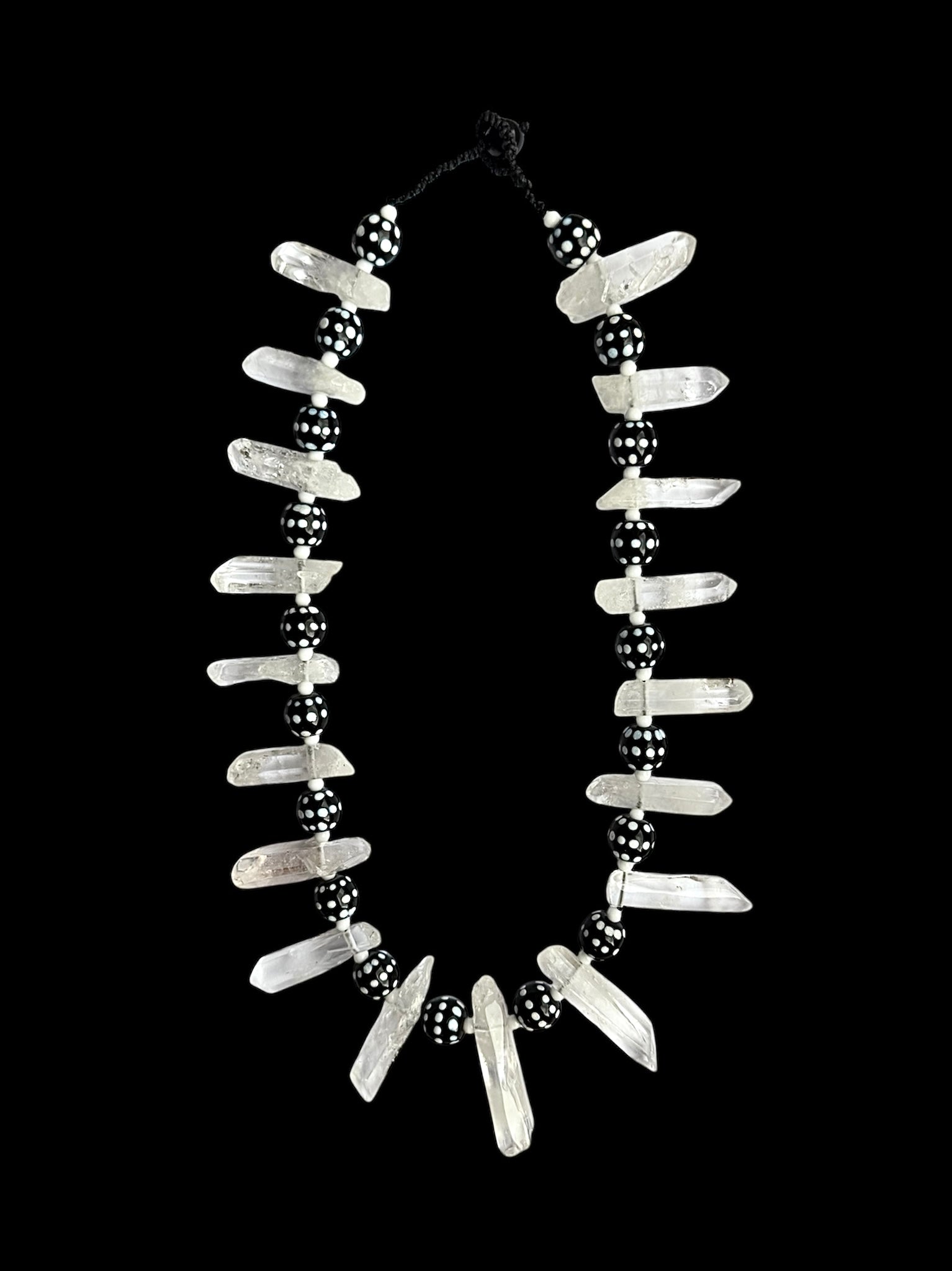 Rock Crystal Spike and Dotted Glass Necklace