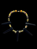 Ebony Spiked Wood Necklace with Pattered Beads