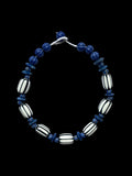 Black and White Striped Necklace with Lapis and Resin