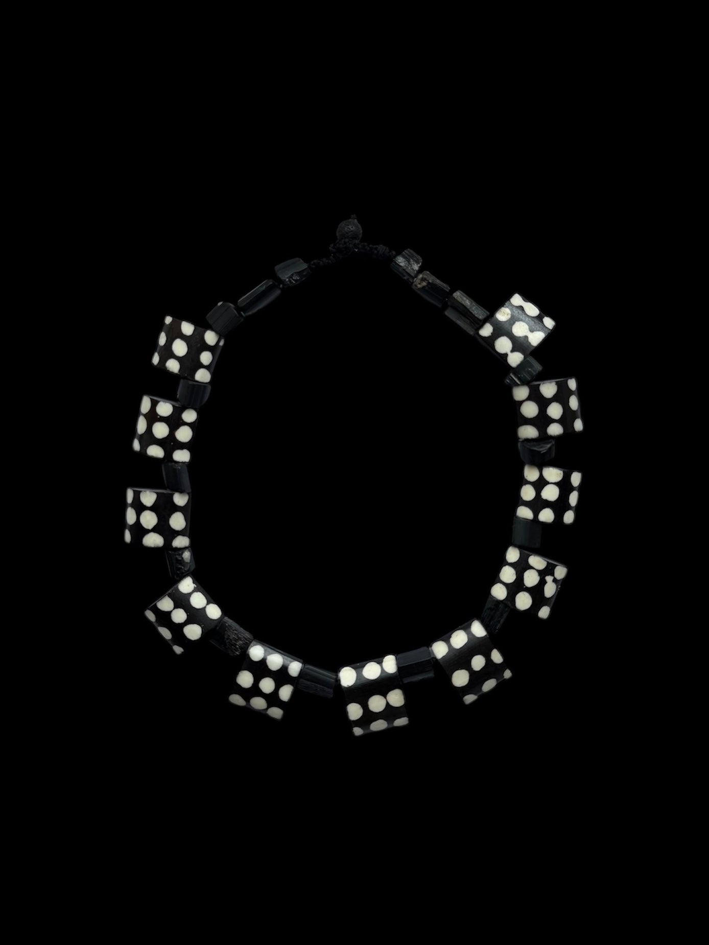 Batik Wood and Black Tourmaline Necklace