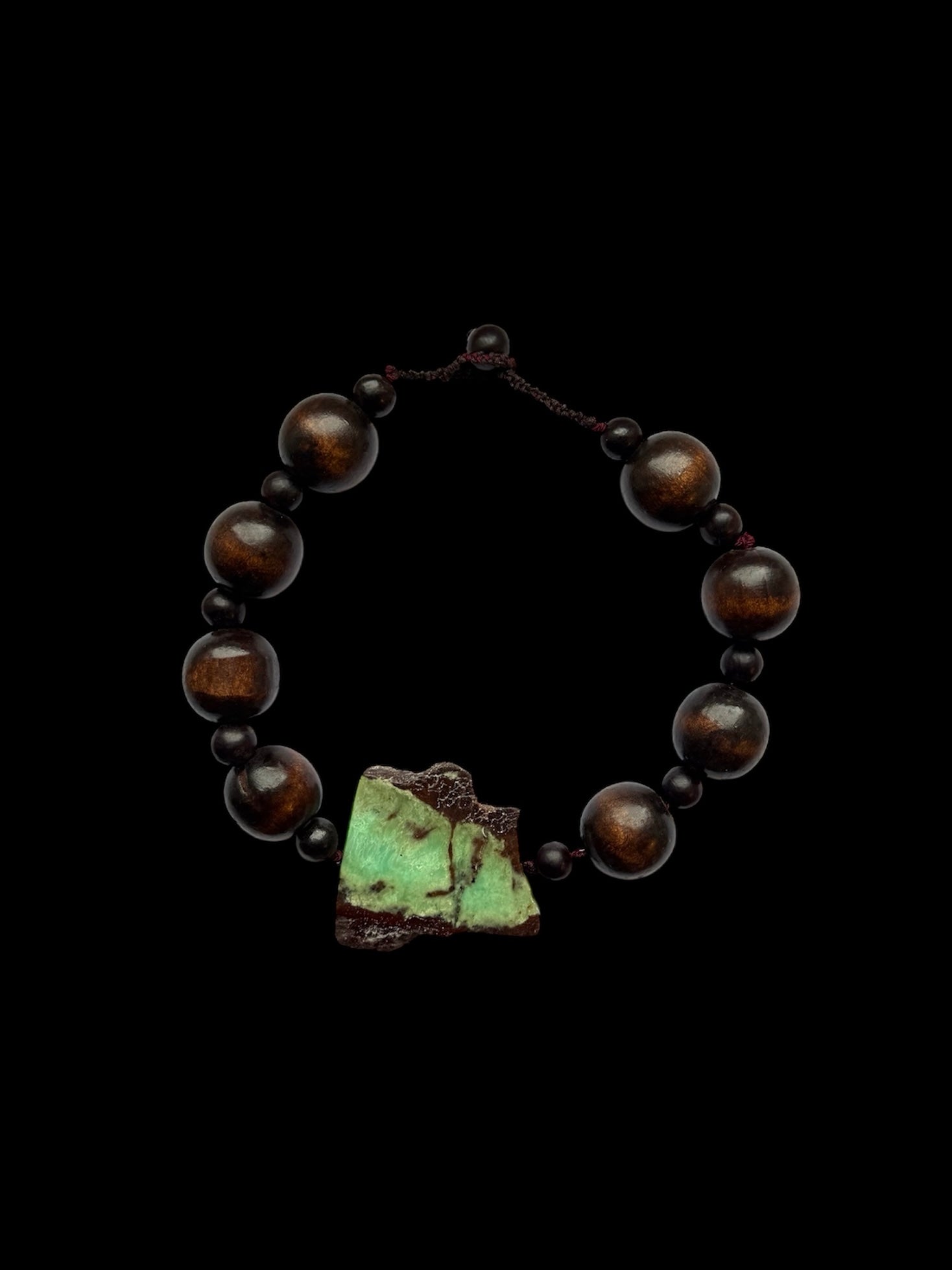 Chrysoprase and Coconut Wood Necklace (Short)