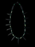 Black Spike Necklace with Striped Beads
