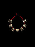 Batik Wood and Red Bead Necklace