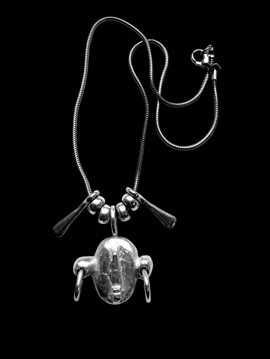Silver Head Pendant on a Silver Snake Necklace Chain