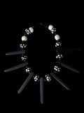 Black and white dotted Ebony spike necklace