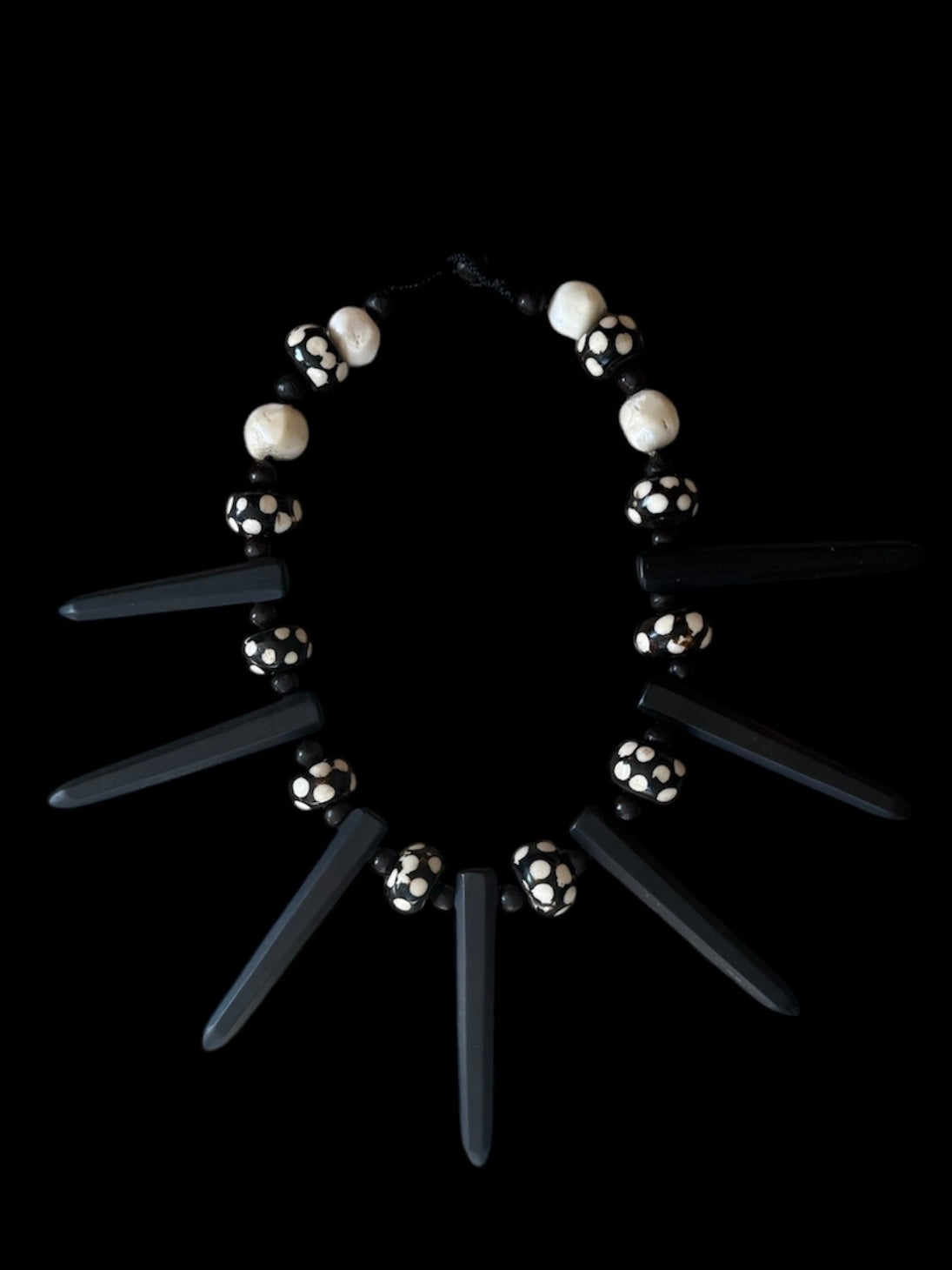 Black and white dotted Ebony spike necklace