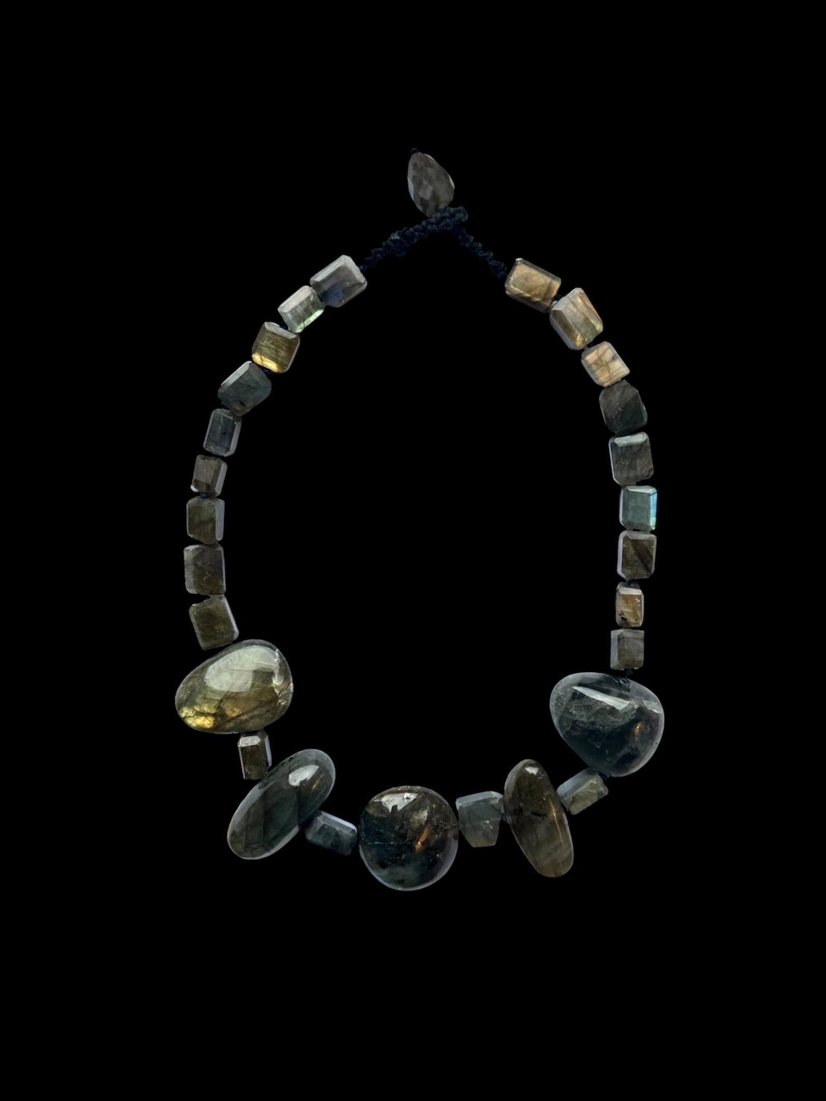 Oval and Square Labradorite Necklace