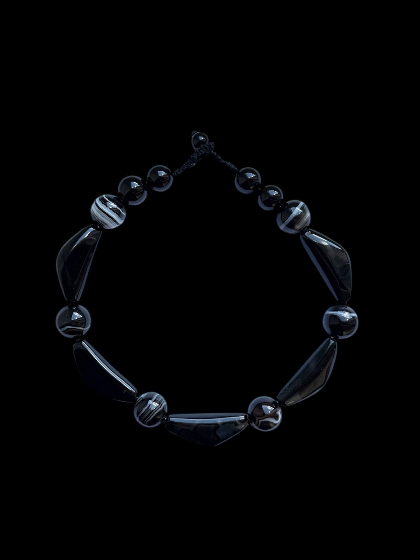 Triangular black agate and onyx necklace