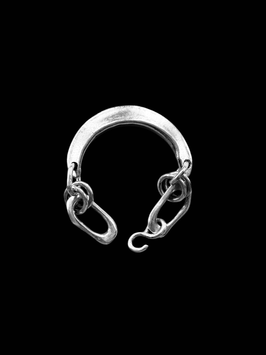 Half Moon Solid Silver Bracelet with a Hand Sculpted Chain