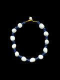 White Agate and Blue Striped Glass Necklace