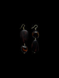 Dark Wooden Teardrop Earrings with Smokey Resin