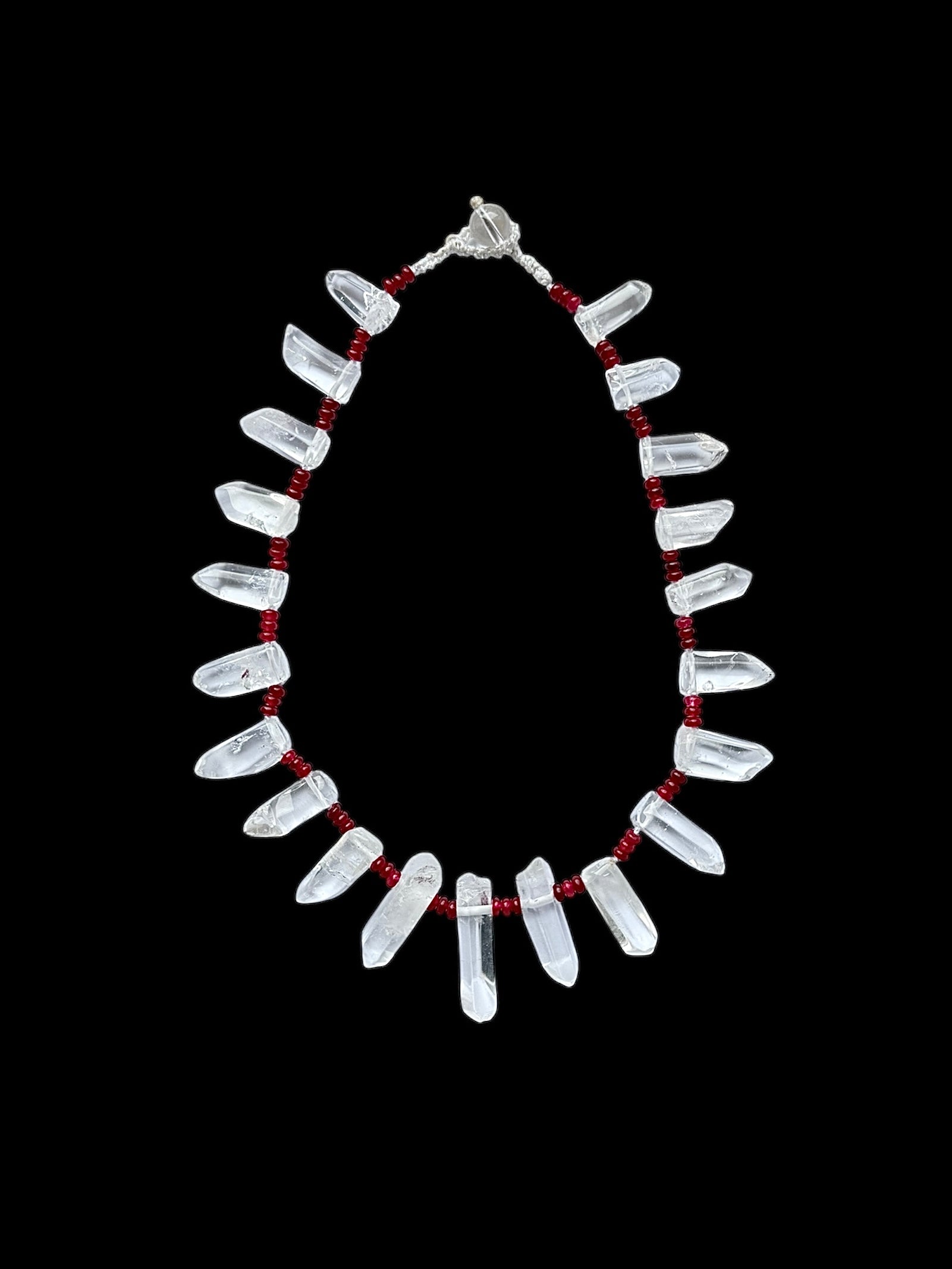 Rock Crystal and Red Jade Necklace