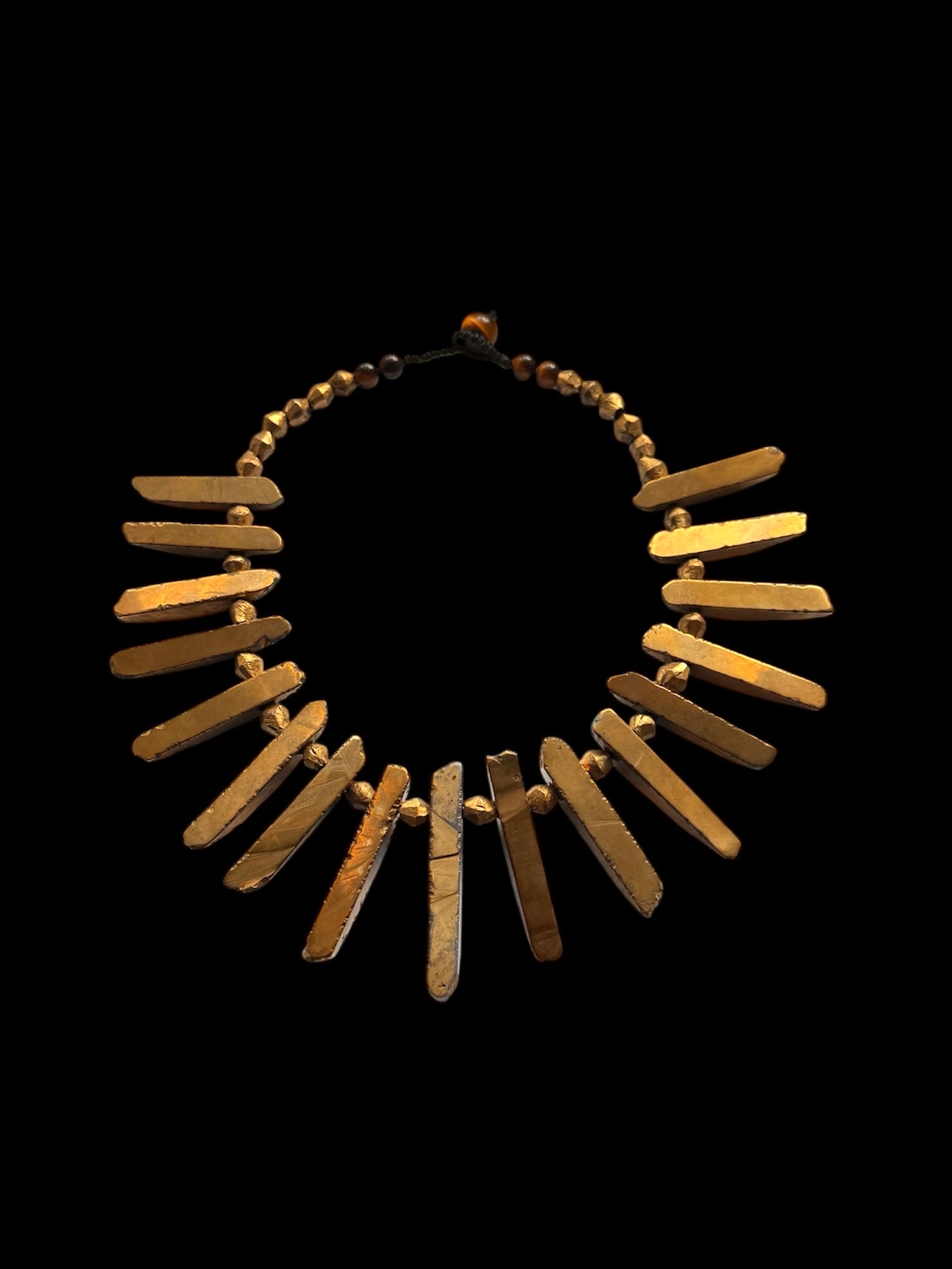 Pyrite shard and brass necklace