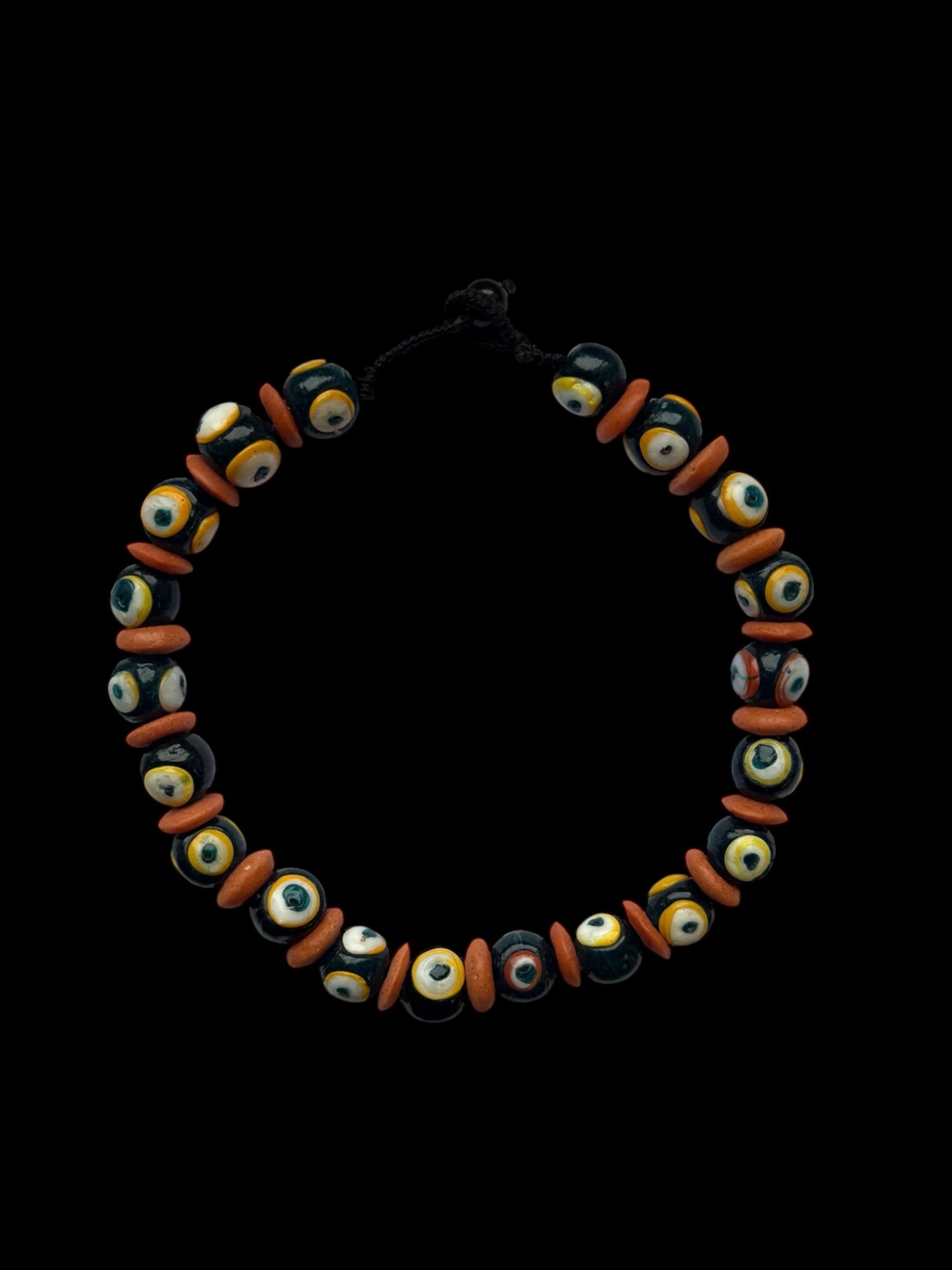 Siberian Evil Eye Necklace with Orange Discs