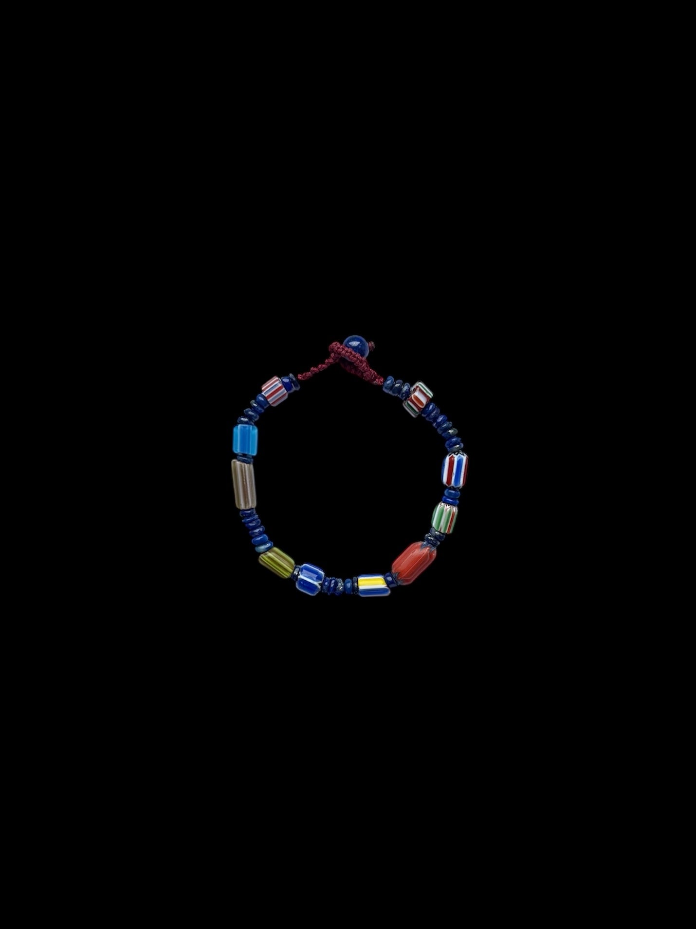 Lapis and Mixed Striped Bead Bracelet