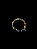 Mixed Striped Glass Beads, Carnelian and Tourmaline Bracelet