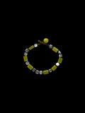 Olive Jade and Silver Square Bracelet